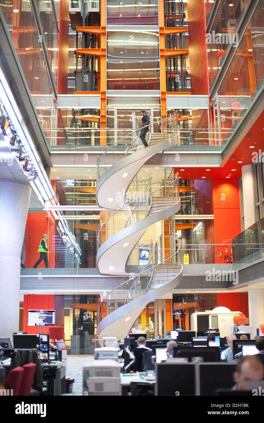 High-tech hub of BBC Global News newsroom, British Broadcasting House, Portland Place, London, United Kingdom Stock Photo