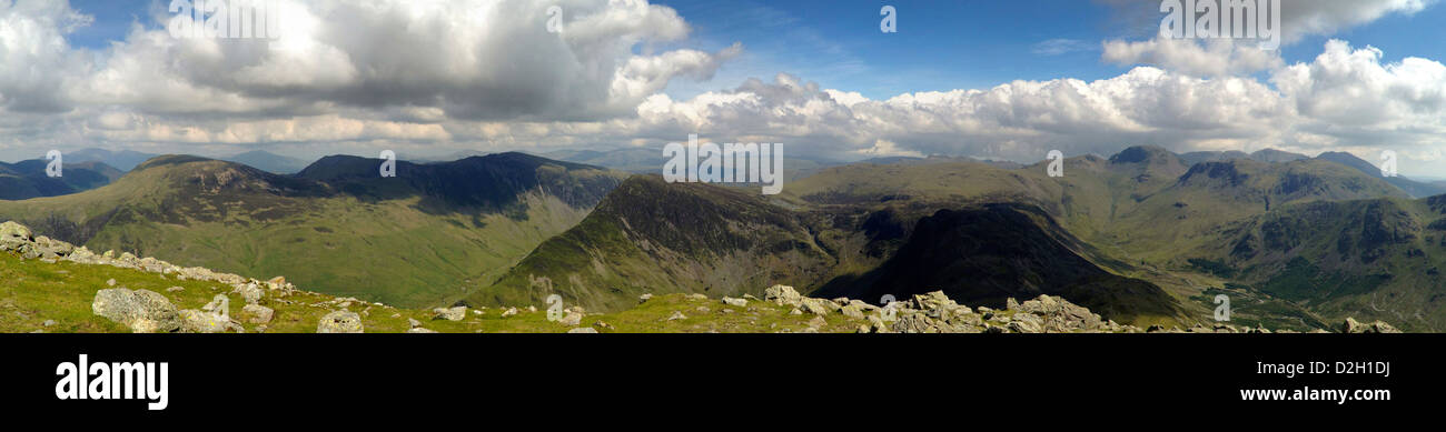 England, Cumbria, Lake district, Panoramaic view from High Stile over central fells Stock Photo