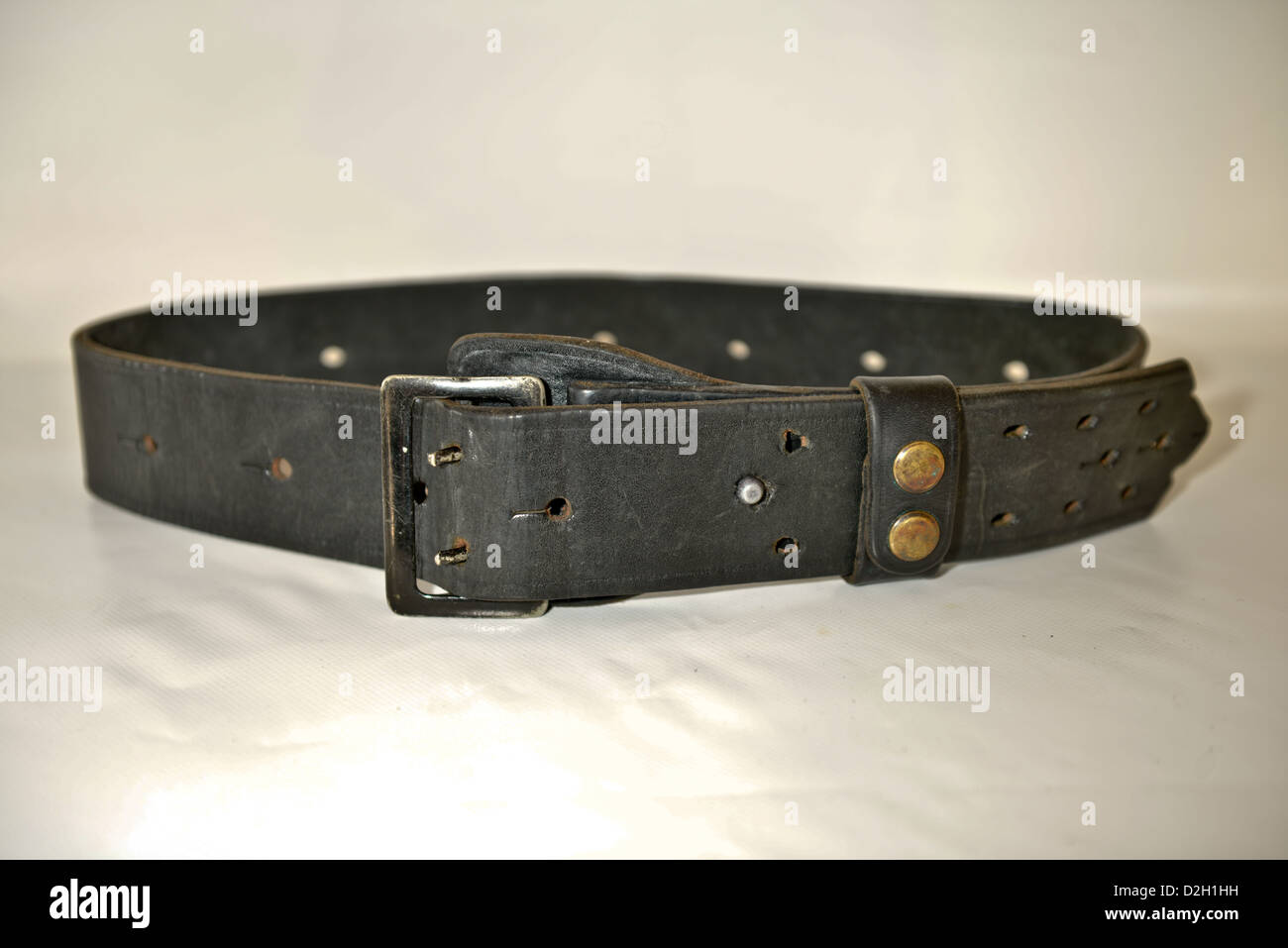 Original SAS operational used leather belt . Made by Len Dixon circa Stock Photo