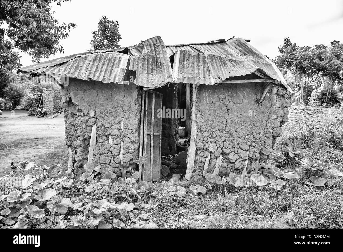 A dilapidated building in an African village Stock Photo