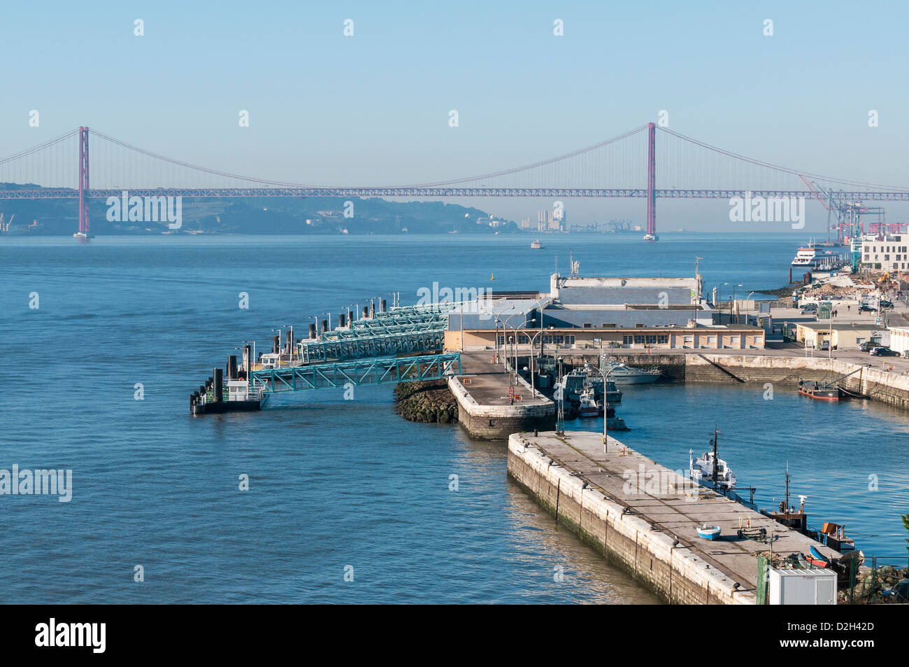 Lisbon (Portuguese: Lisboa) the capital city of Portugal, Europe - Overlooking the capital city - ferry terminal Stock Photo