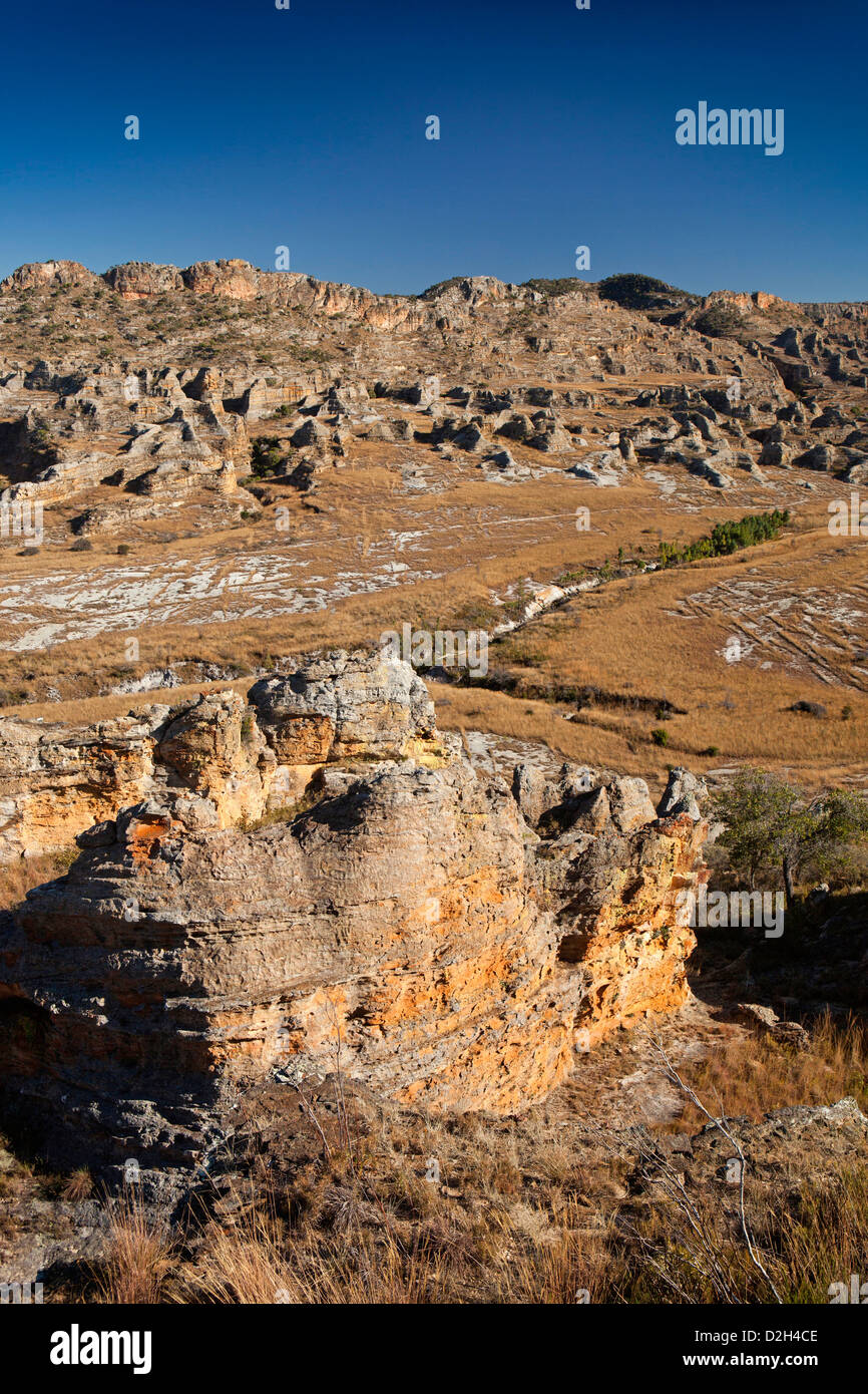 Madagascar, Parc National de l’Isalo, rocky landscape on central plateau Stock Photo