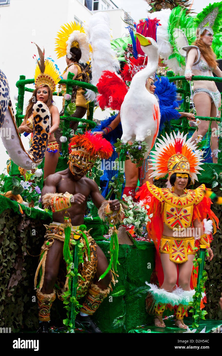 Several performers on a float at the Notting Hill Carnival 2011 Stock