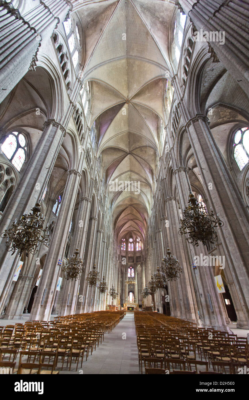 Interior of Bourges Cathedral, Bourges, Cher, Val de Loire France Stock