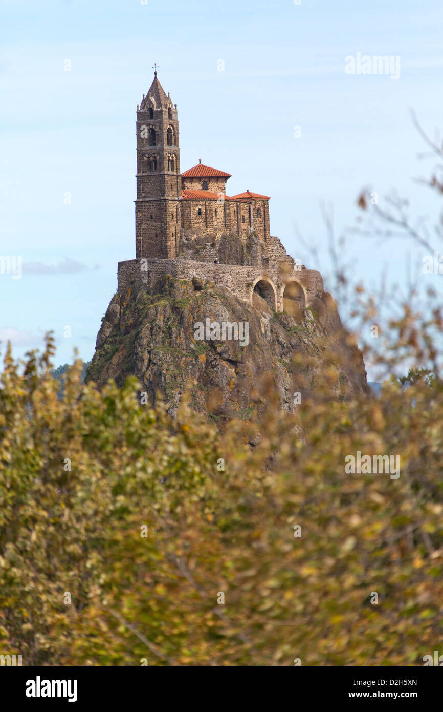 Saint Michel d'Aiguilhe Chapel, Le Puy en Velay, Haute Loire, France Stock Photo