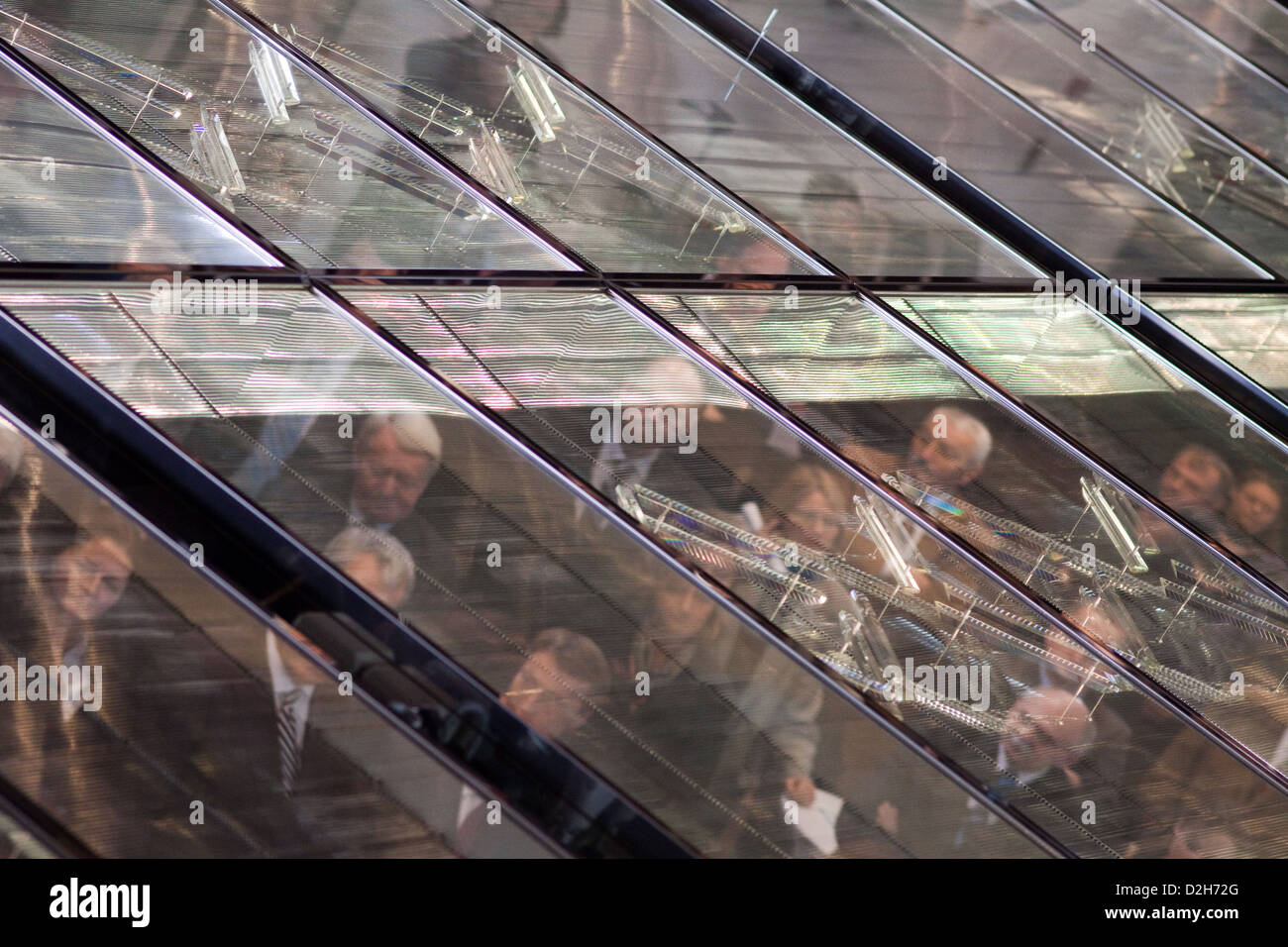 Berlin, Germany, people are reflected in a glass ceiling Stock Photo