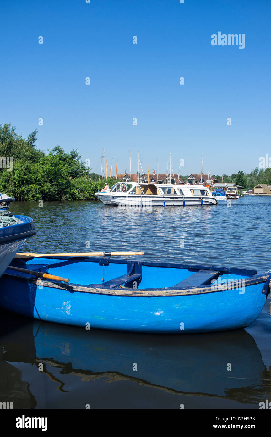 Rowing Boat Moored on the River Bure at Horning on the Norfolk Broads
