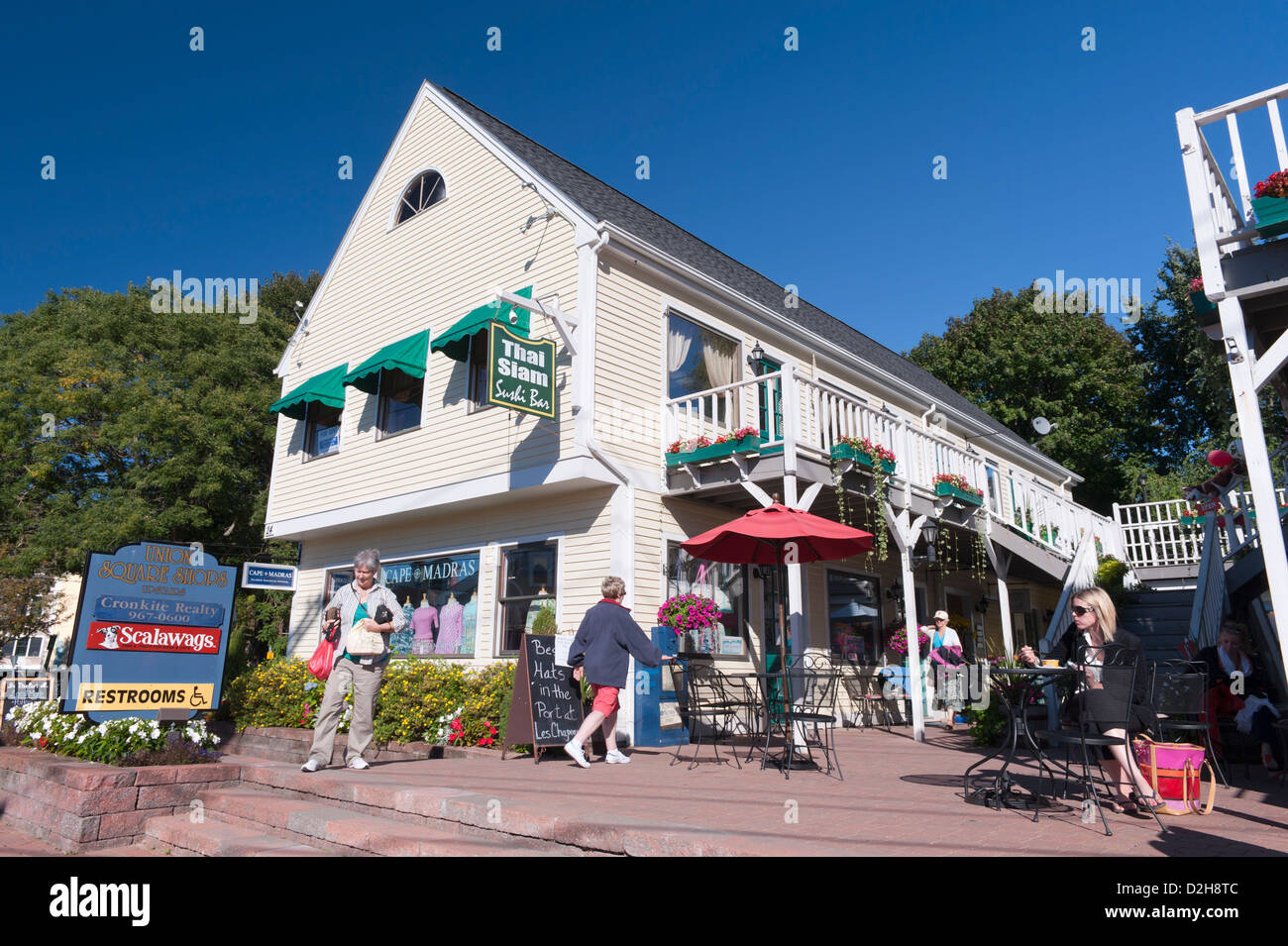 Union Square shops in Kennebunkport, Maine, USA. Stock Photo