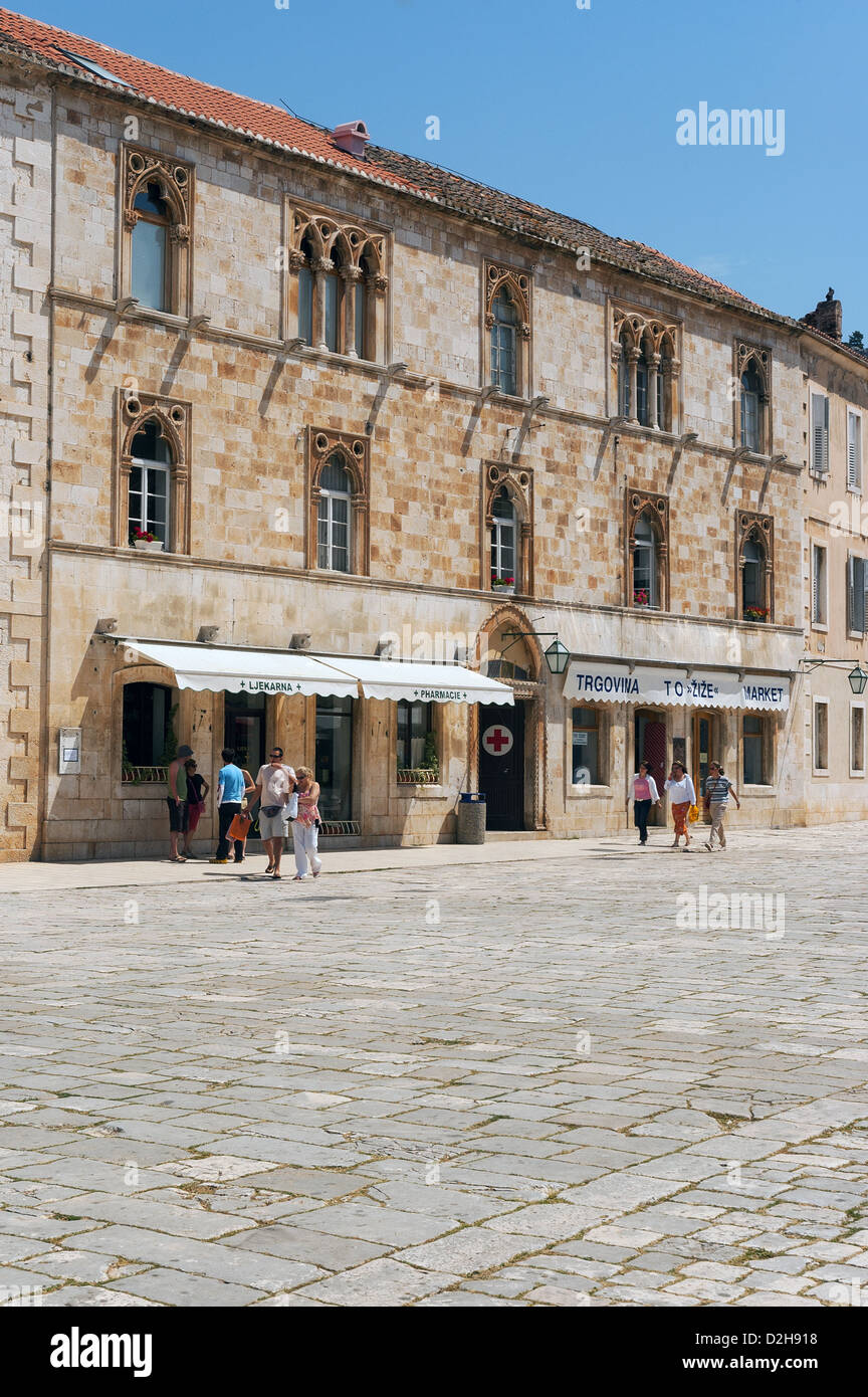Croatie, Hvar (Lesina), la Cathédrale Saint Etienne, Tirage vintage, ca
