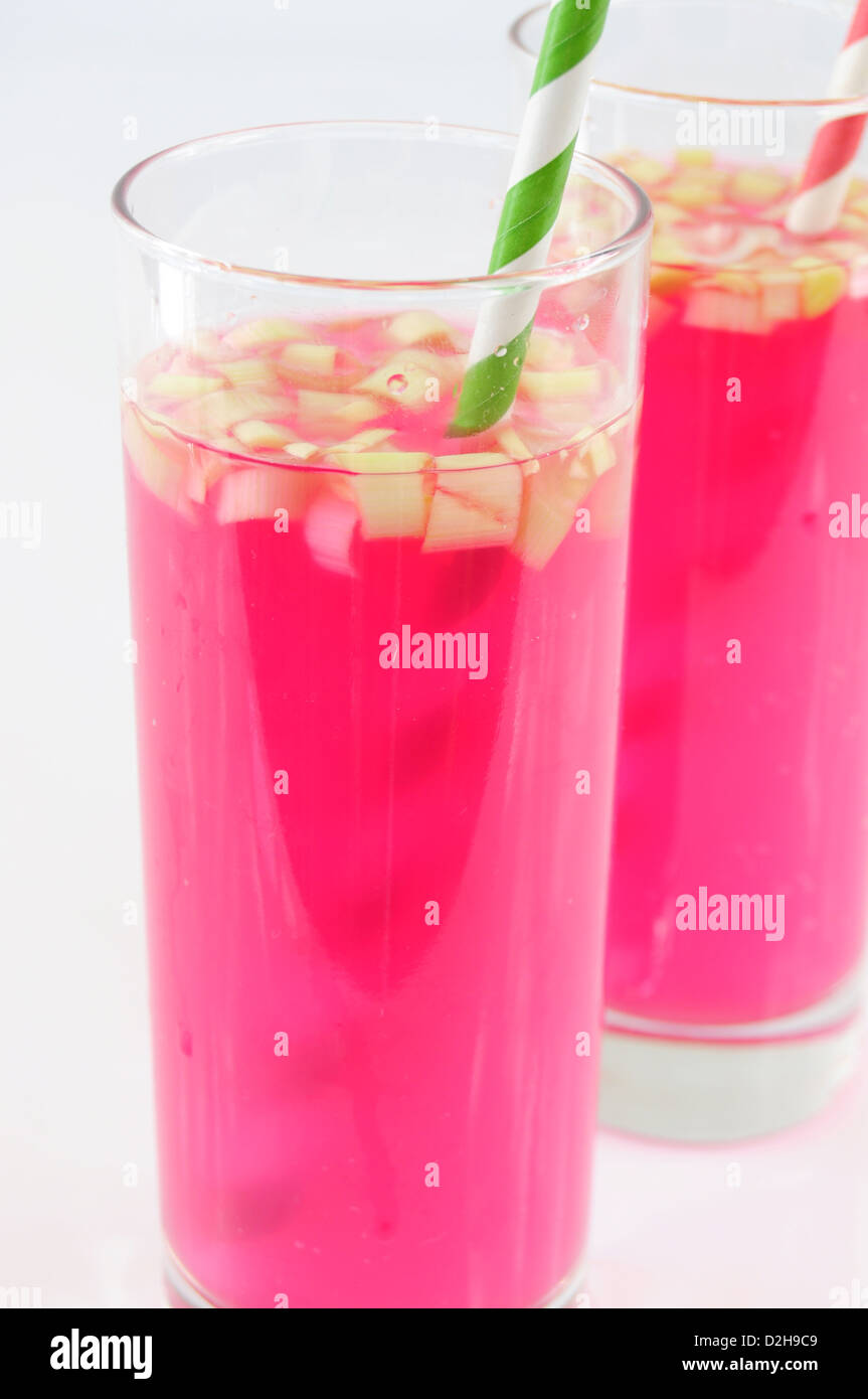 Pink sauerkraut juice in glasses, close up view Stock Photo