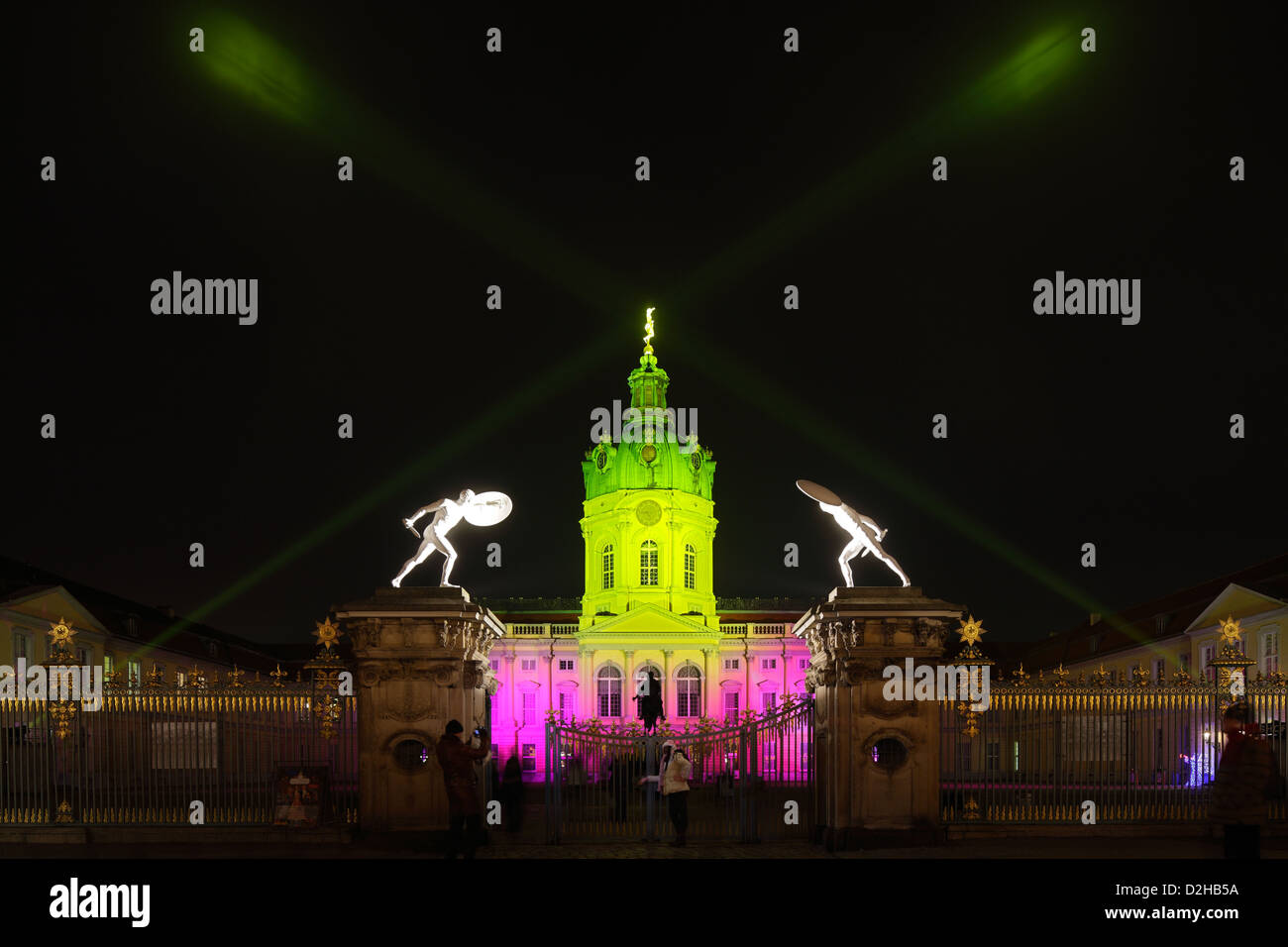 Berlin, Germany, the colorfully illuminated Charlottenburg Palace Stock Photo