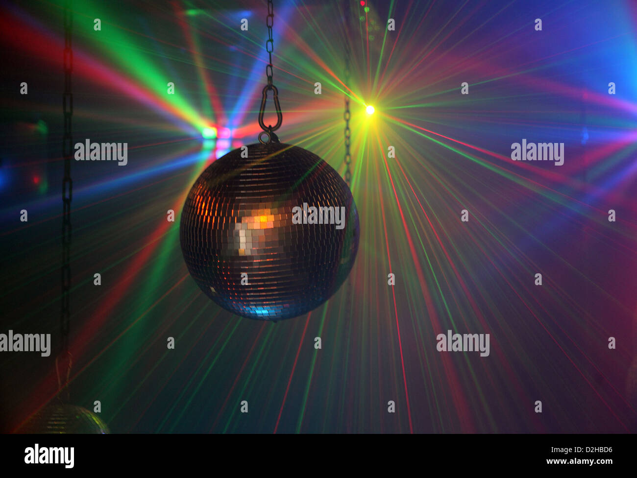 Berlin, Germany, disco ball and laser spectral Stock Photo