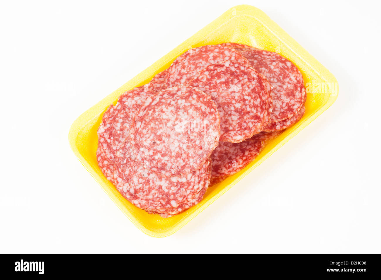Salami background with many sliced pieces of salami Stock Photo - Alamy