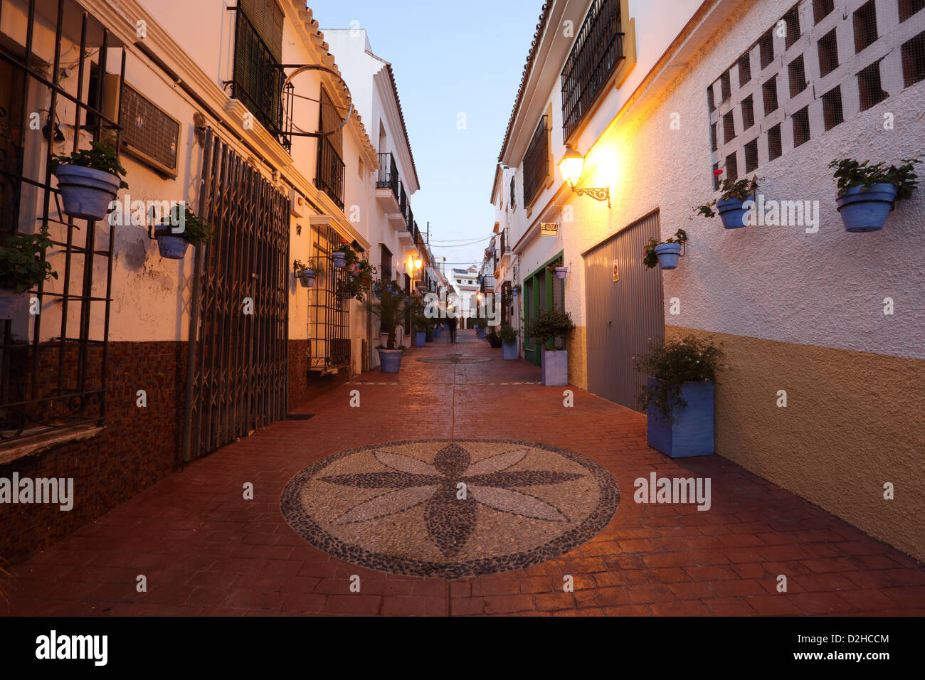 Street in the old town of Estepona, Costa del Sol, Andalusia, Spain Stock Photo