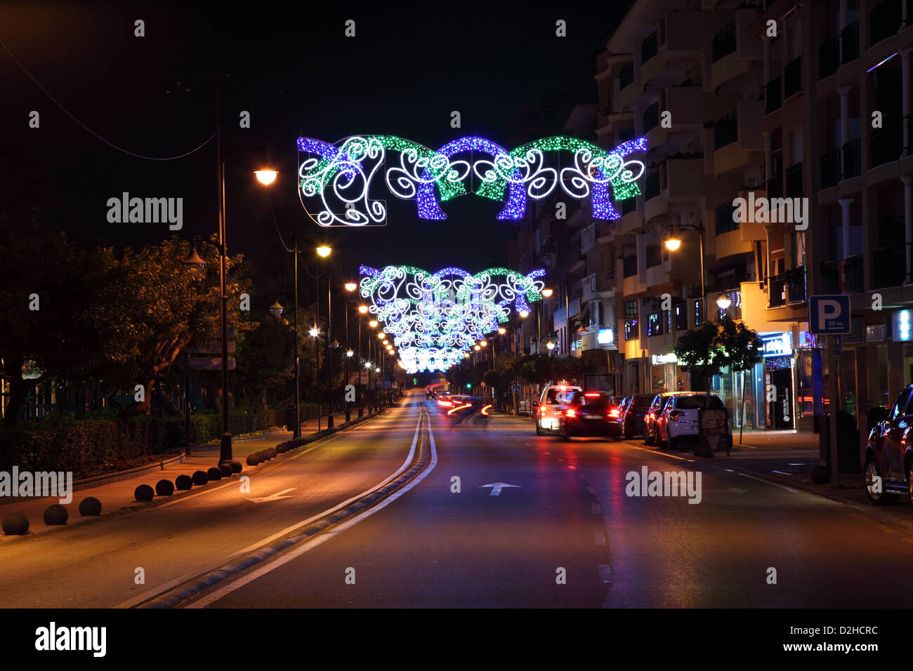Christmas decoration in the street of Estepona, Andalusia, Spain Stock Photo