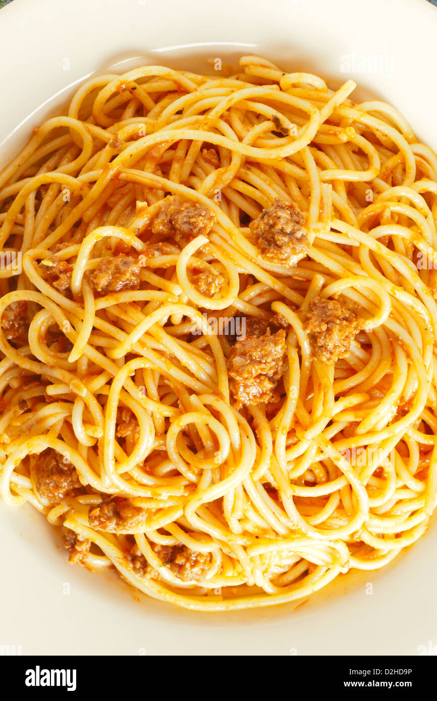 Spaghetti With Meat Sauce American Style Stock Photo Alamy