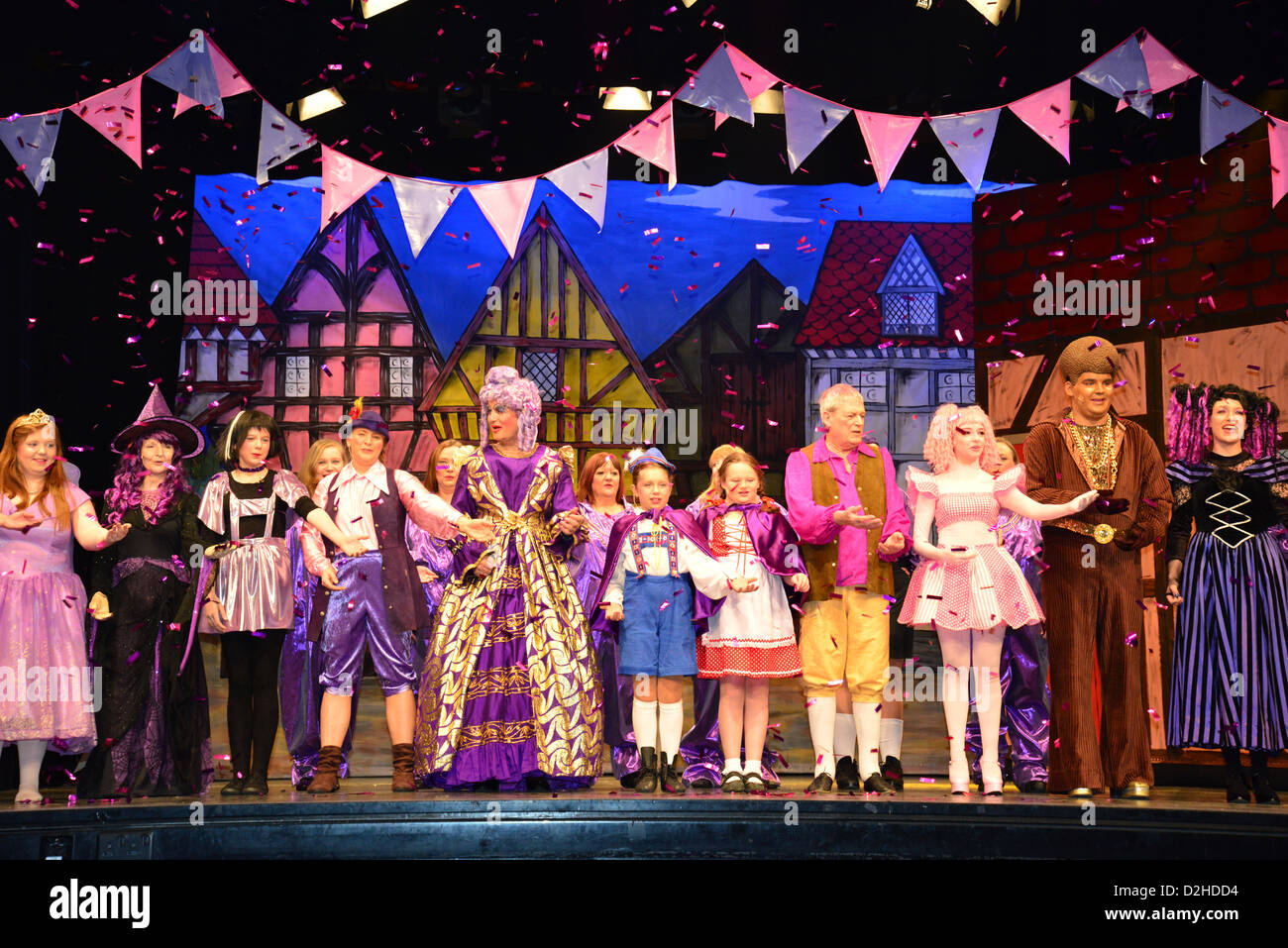 Group finale at 'Hansel & Gretel' amateur pantomime production, Hounslow, Greater London, England, United Kingdom Stock Photo