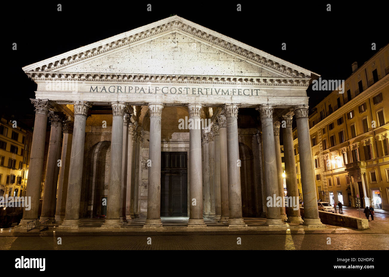 ROME - JAN 14: The Pantheon, at night, This building was commissioned by Marcus Agrippa as a temple to all the gods. January 14, Stock Photo