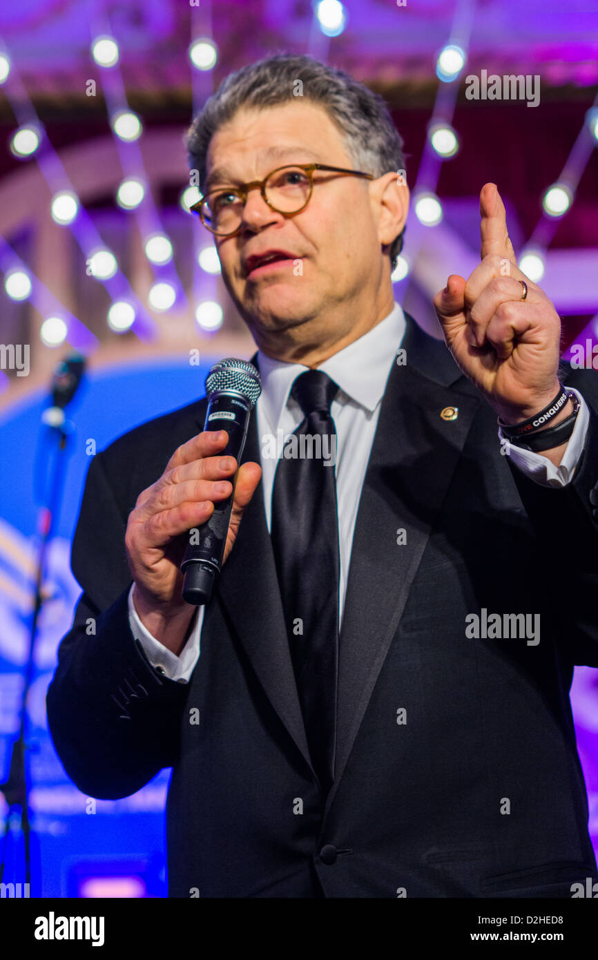 Senator Al Franken speaks to guests at the Out for Equality Ball 2013. Stock Photo