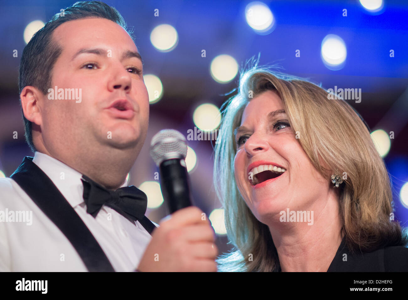 Masters of Ceremonies Ross Mathews and Kathleen Matthews announces Viola Davis at the Out for Equality Ball 2013 Stock Photo