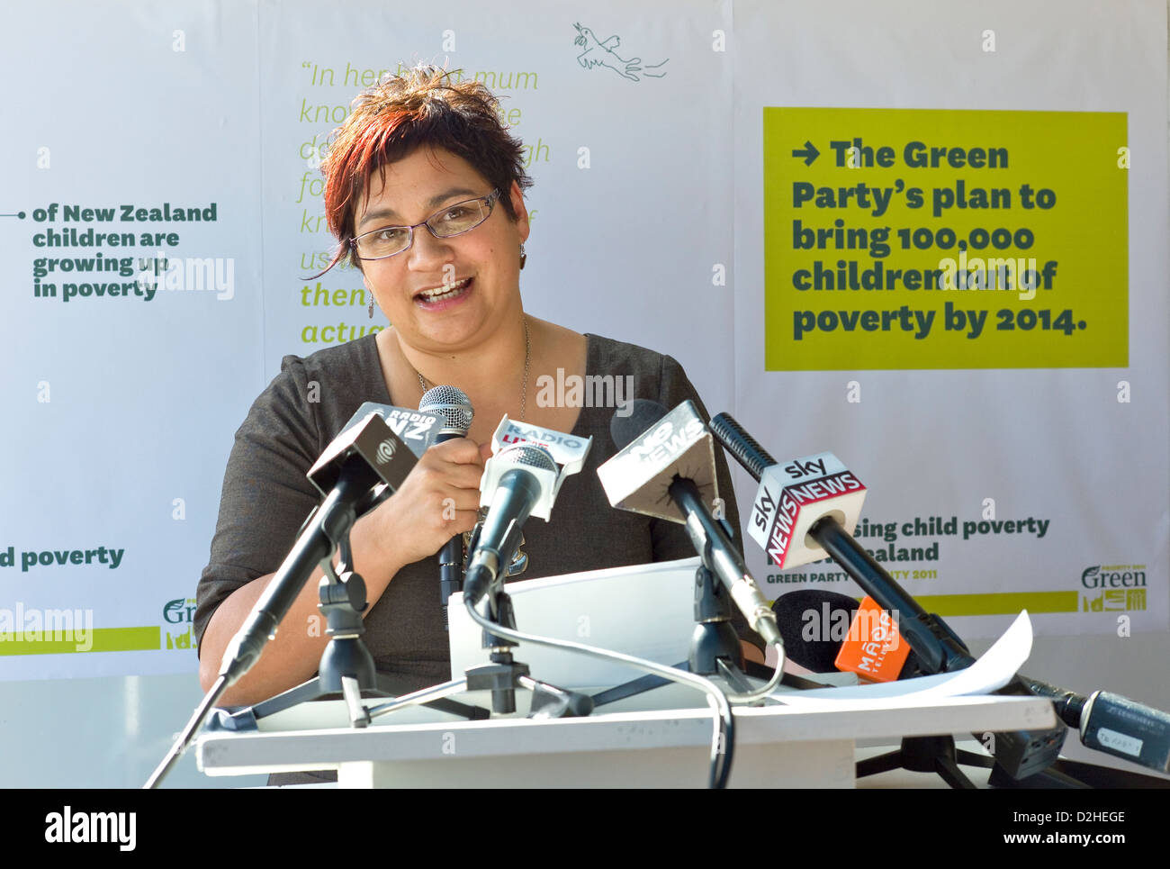 New Zealand Green Party Co-leader Metiria Turei pictured at the launch of the Green Party campaign on child poverty. Stock Photo