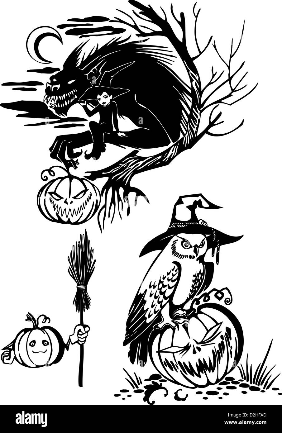 Happy Halloween - set. Vinyl-ready illustration Stock Photo - Alamy