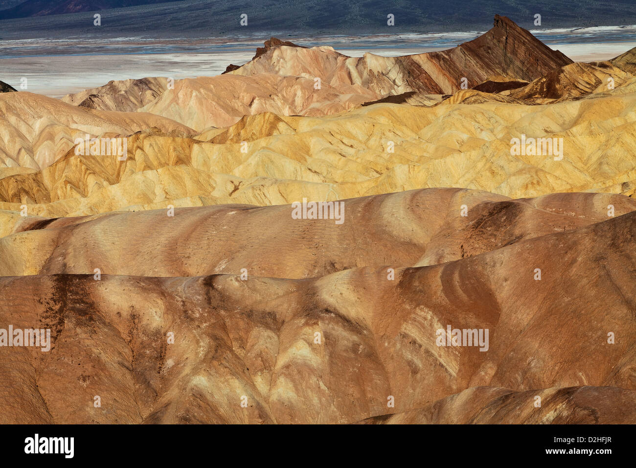 Early light on Manly Peak from Zabriskie Point in Death Valley National Park, California. Stock Photo