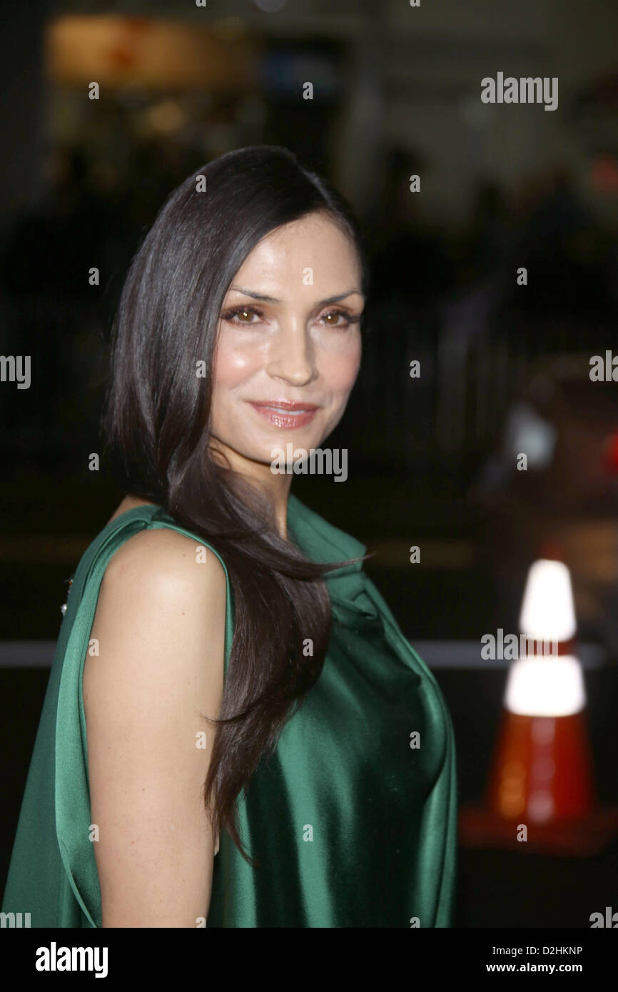 Dutch actress Famke Janssen arrives for the premiere of the movie 'Hansel & Gretel: Witch Hunters' at Grauman's Chinese Theatre in Los Angeles, USA, 24 January 2013. Photo: Hubert Boesl Stock Photo