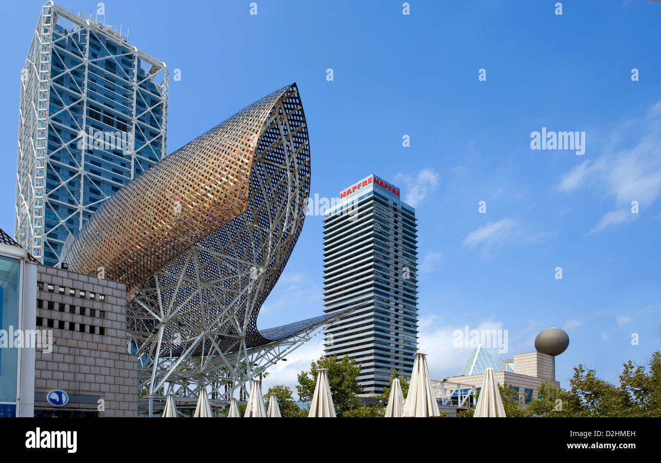 Spain, Barcelona, contemporary architectures in the Olympic Village. Stock Photo