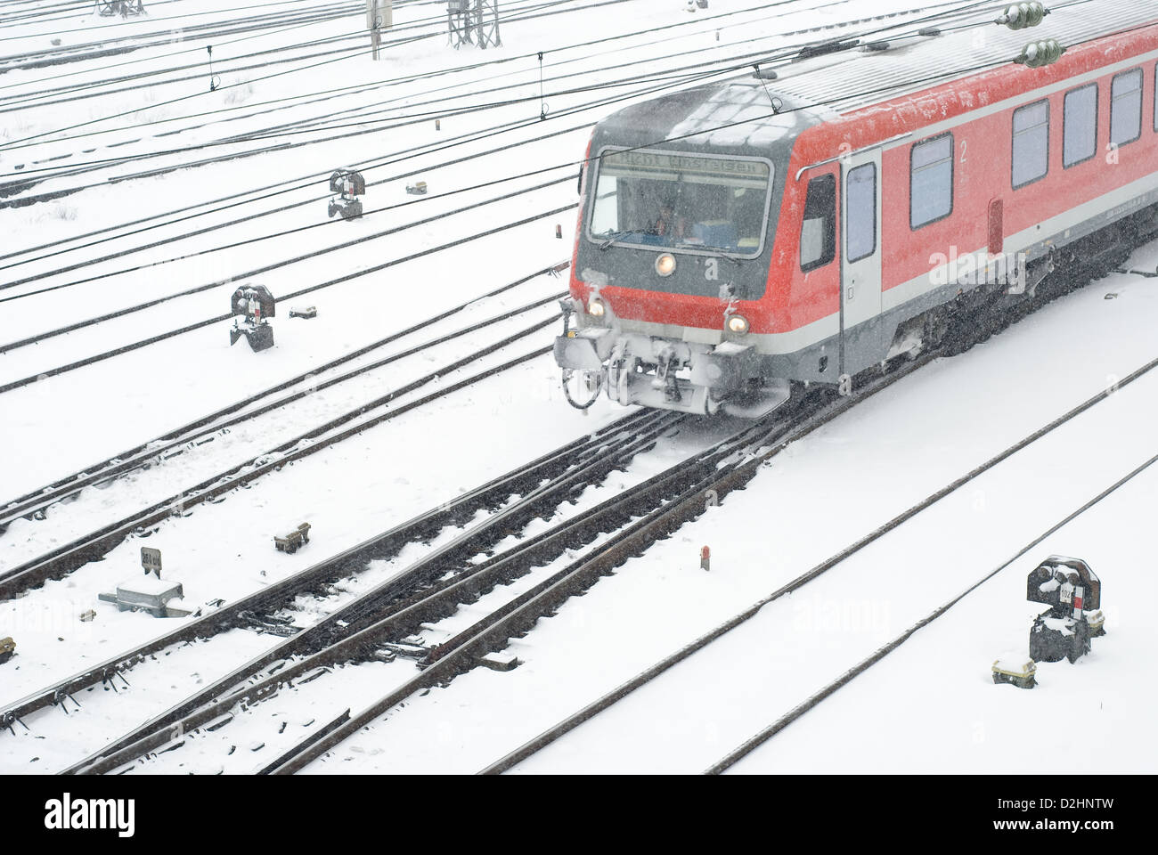 Winter Commuting on Public Transportation in Munich Stock Photo