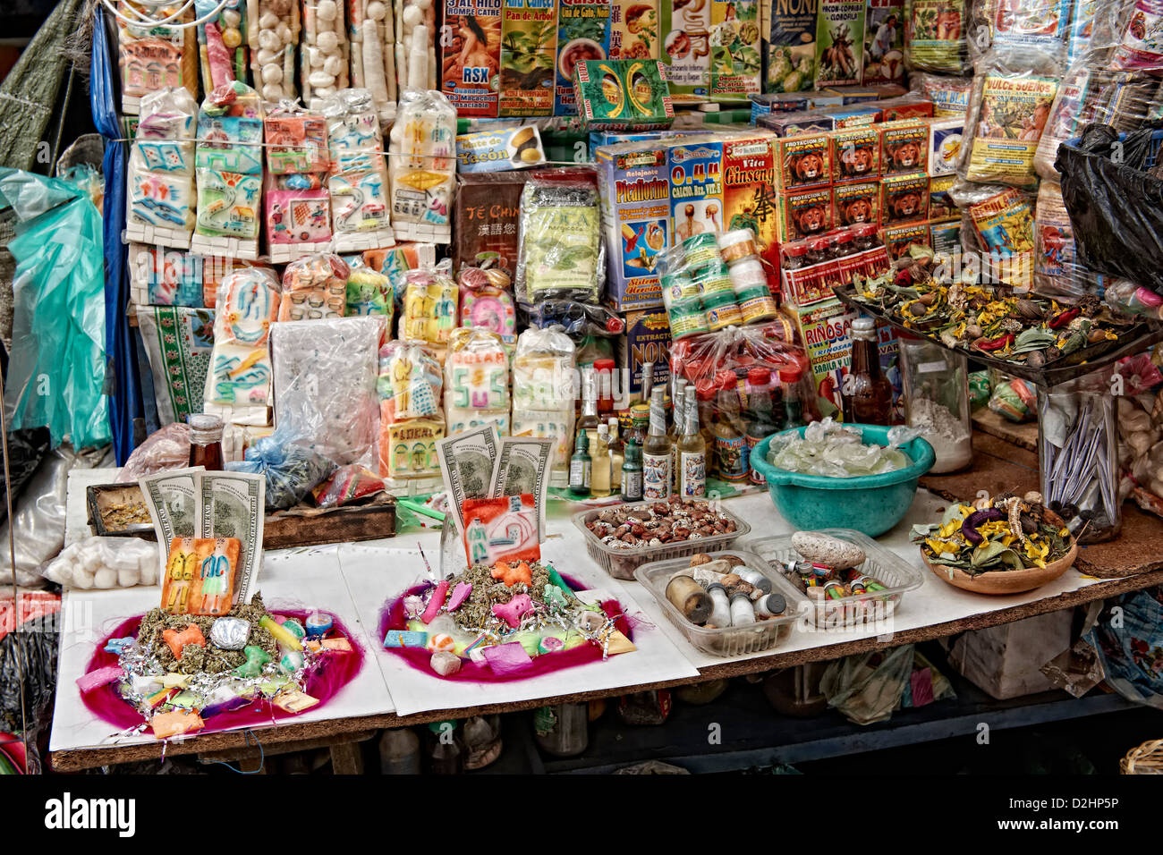 Witches Market or Mercado de Hechiceria or Mercado de las Brujas, La Paz, Bolivia, South America Stock Photo