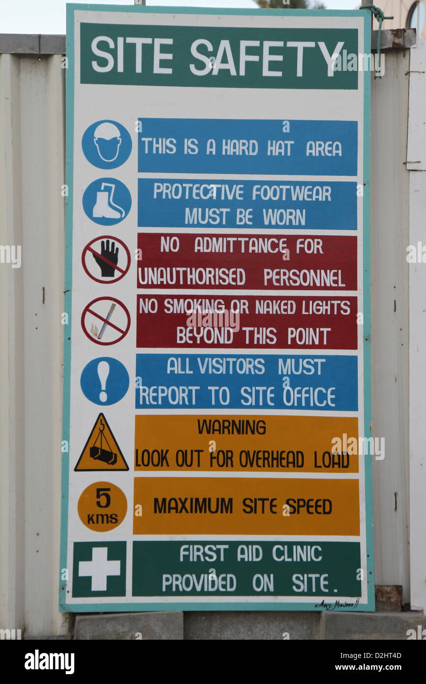 Safety sign at construction site in Dubai, UAE Stock Photo Alamy