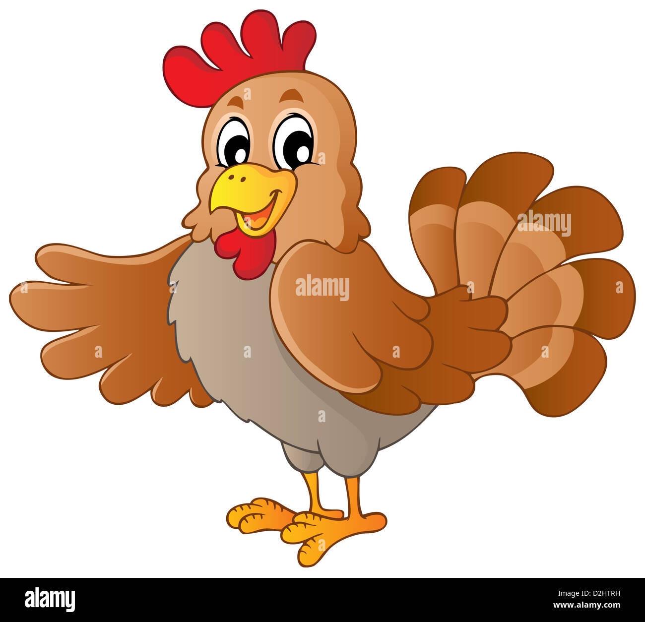 Happy cartoon hen - picture illustration. Stock Photo