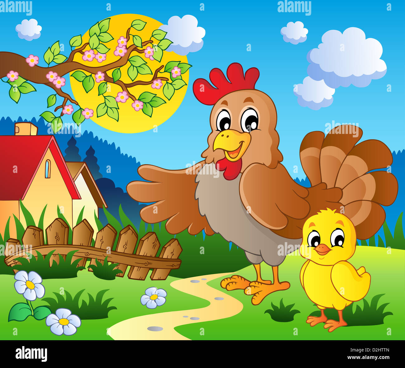 Scene with spring season theme 1 - picture illustration Stock Photo - Alamy