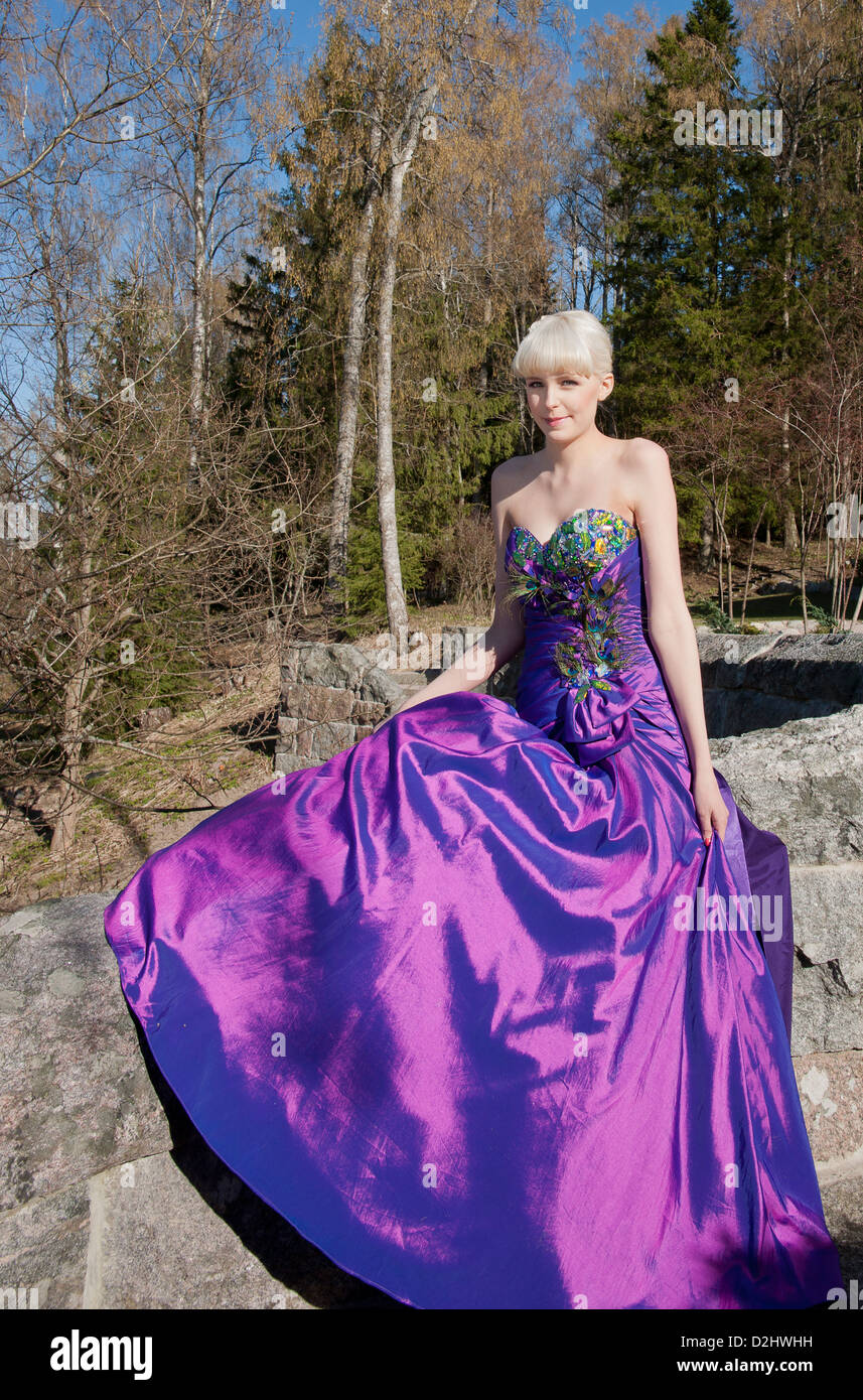 blonde hair purple dress Beautiful Young Blonde Girl In Purple Dress Stock Photo, Picture and Royalty Free Image. Image 18455186