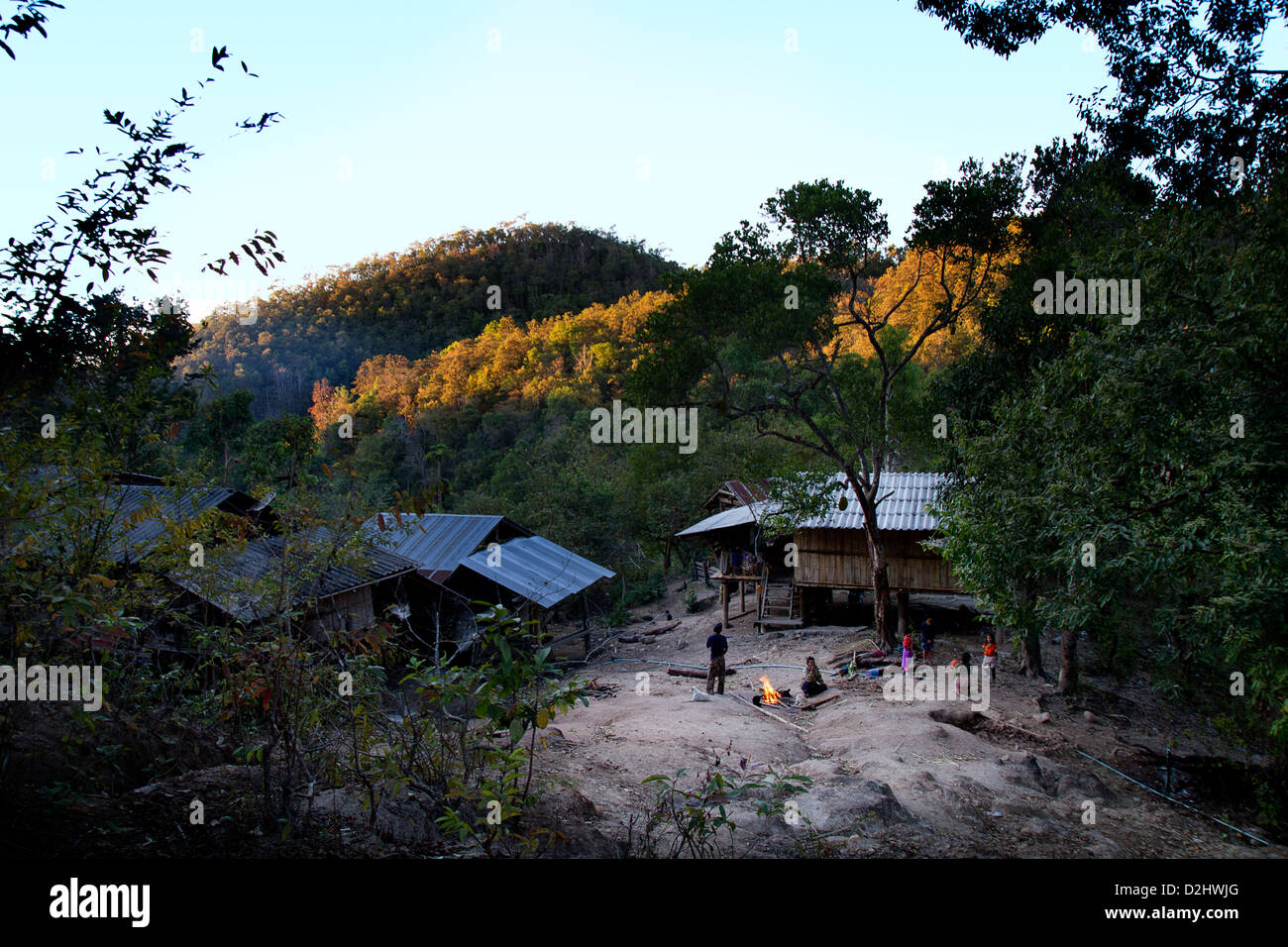 Village in the mountains. Chiang Mai Province Stock Photo