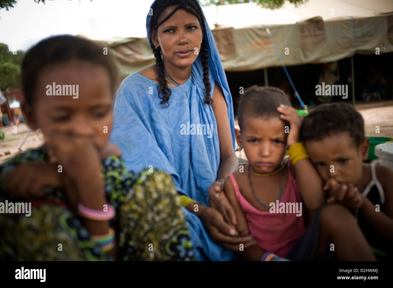 Refugees from the northern part of Mali in a camp in Burkina Faso in June 2012 Stock Photo