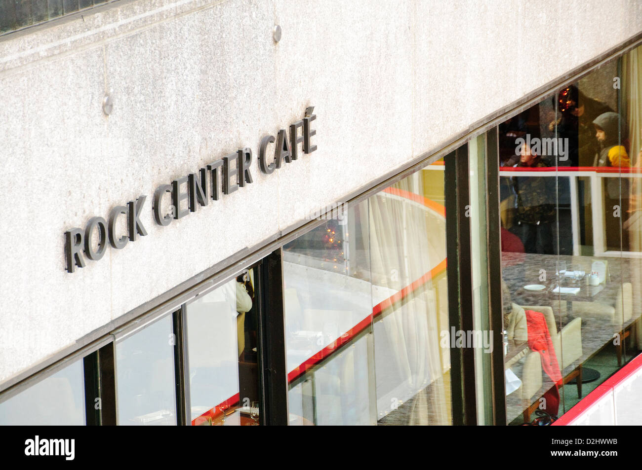 Rock Center Cafe at the Rockefeller Center ice skating rink, Manhattan, New York City, USA Stock Photo