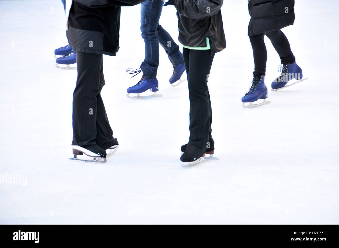 Ice Skating during the Christmas holiday at Rockefeller Center, Manhattan, New York City, USA Stock Photo