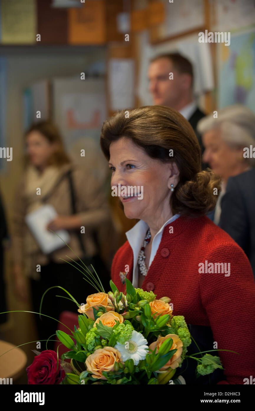 Queen Silvia of Sweden during state visit from Finland Stock Photo