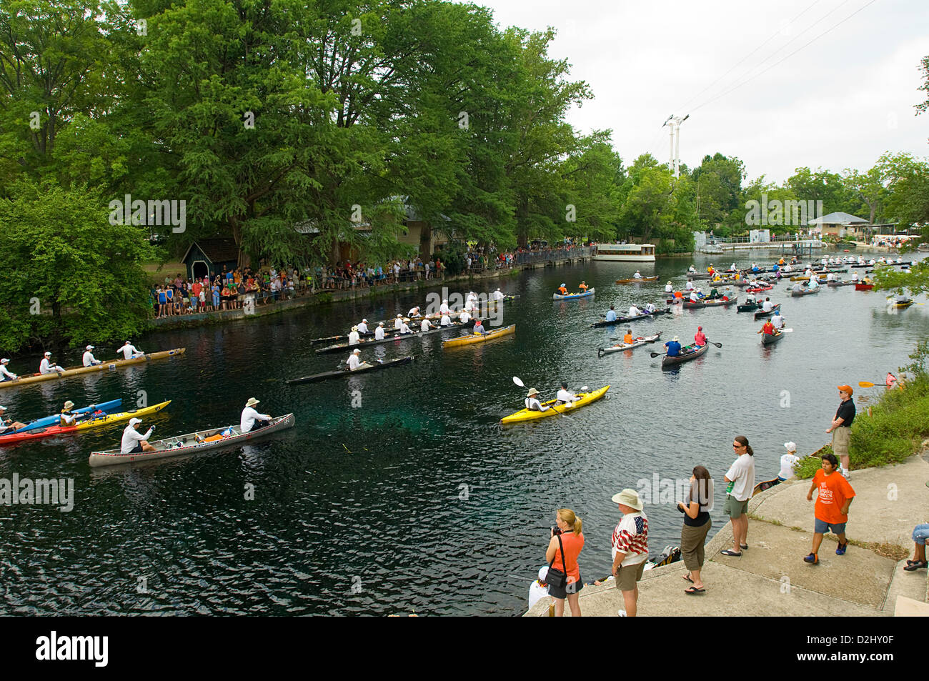 Starting line at the Texas Water Safari canoe race, San Marcos Texas Stock Photo