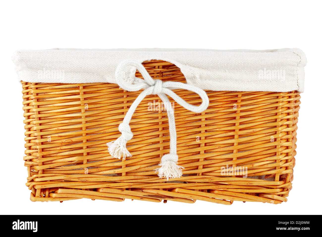 Wicker basket with decoration material. Isolated on white. Isolated with 'clipping path' Stock Photo