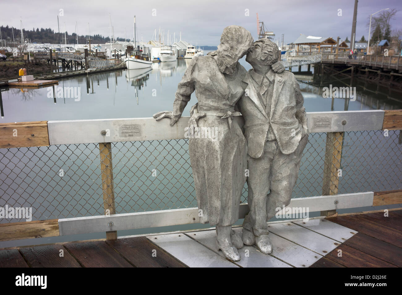 The Kiss sculpture by sculptor Richard S. Beyer on the waterfront in