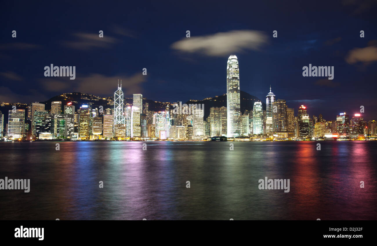 Hong Kong skyscrapers at night Stock Photo - Alamy