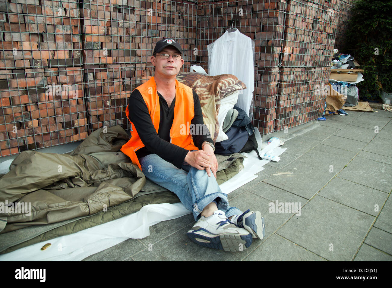 Hamburg, Germany, Polish homeless in HafenCity Stock Photo
