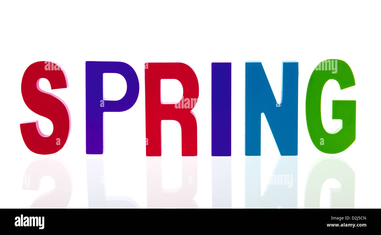 Spring in colorful letters Stock Photo - Alamy