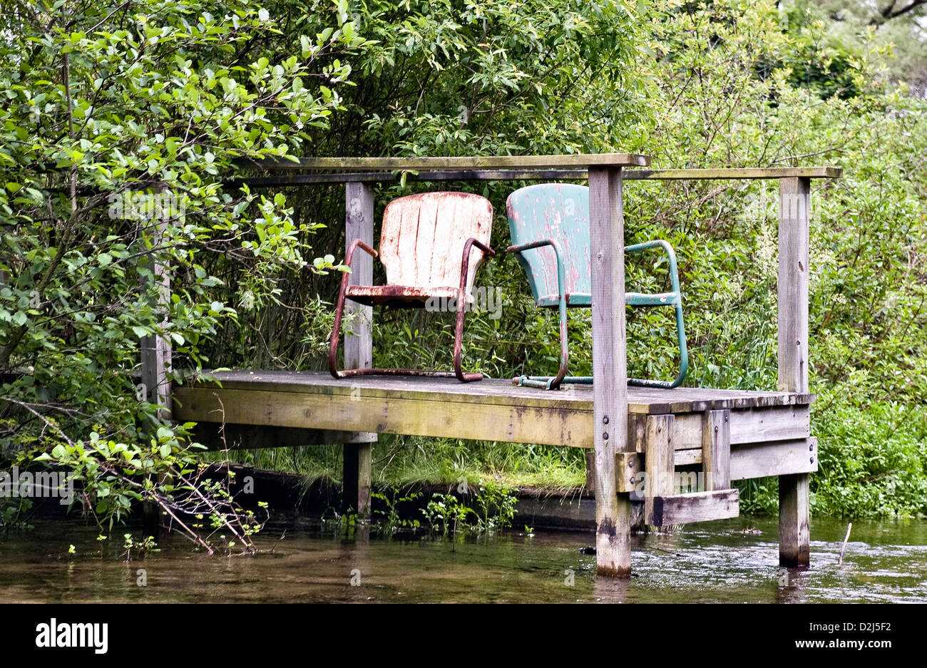 Chairs on a Dock Stock Photo - Alamy