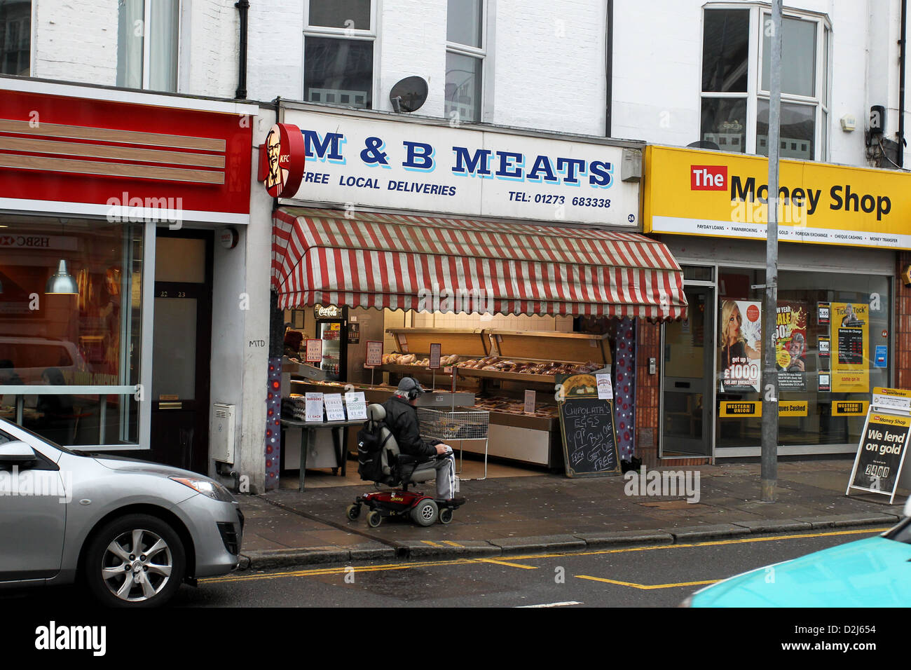 GV of M & B Meats, a local butchers shop in London Road, Brighton, East