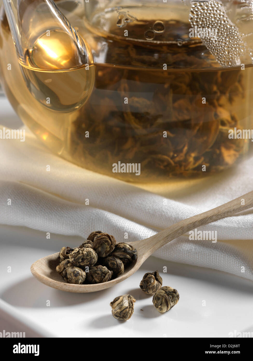 Jasmine Dragon pearls green China tea Stock Photo Alamy