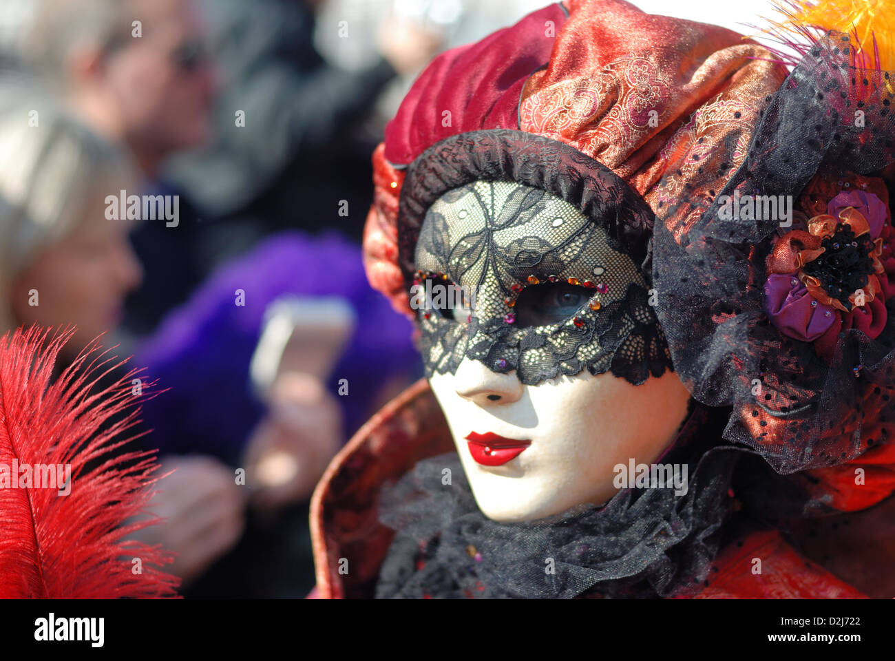 Mask / Carnival of Venice in St Mark's Square Maschera / Carnevale di Venezia in piazza San Marco Stock Photo